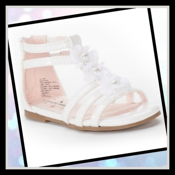 Jumping Beans Gladiator Sandals ✦ Floral Pearl Zip Dress Shoes ✦ White Toddler - Picture 3 of 7